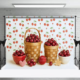 Aperturee - Aperturee Summer Red Cherry Basket Birthday Cake Smash Backdrop